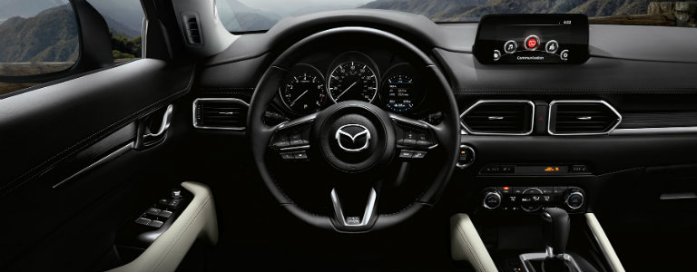 Interior of 2017 Mazda CX-5 Touring trim level.
