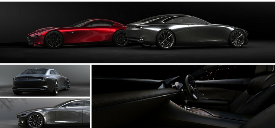 New-Mazda-Vision-Coupe-collage-of-three-exterior-photos-from-side-and-rear-and-one-interior-photo