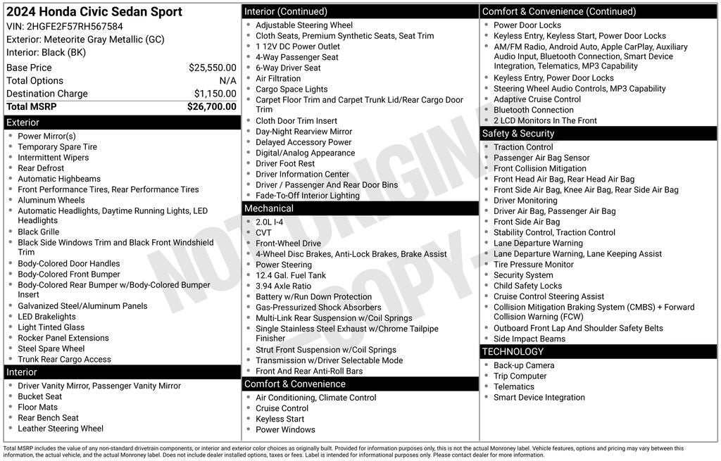 2024 Honda Civic Sport