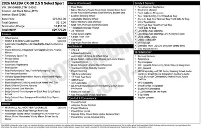 2026 Mazda Mazda CX-30 2.5 S Select Sport AWD