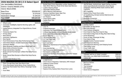 2026 Mazda Mazda CX-30 2.5 S Select Sport AWD
