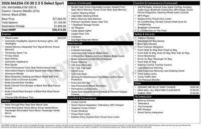 2026 Mazda Mazda CX-30 2.5 S Select Sport AWD