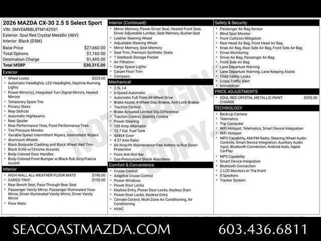 2026 Mazda Mazda CX-30 2.5 S Select Sport AWD