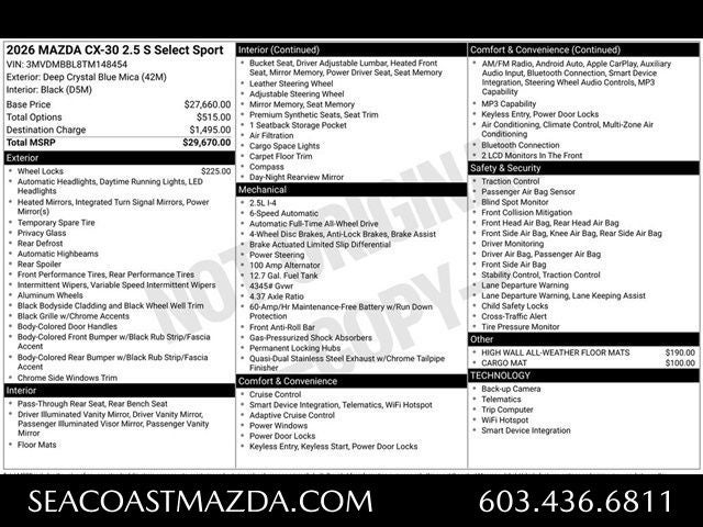2026 Mazda Mazda CX-30 2.5 S Select Sport AWD