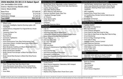 2026 Mazda Mazda CX-30 2.5 S Select Sport AWD
