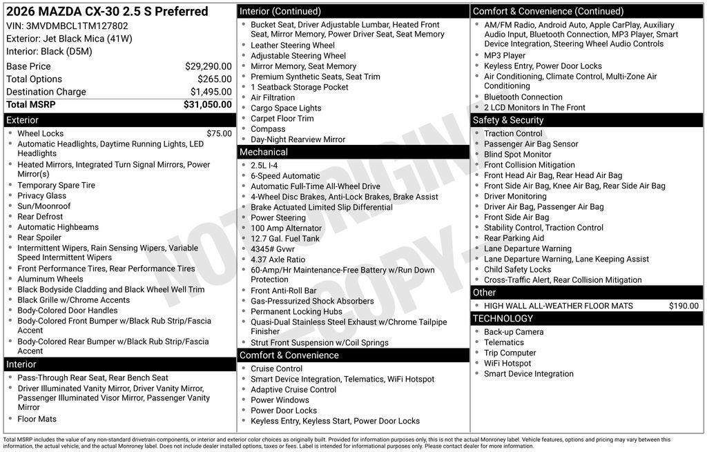 2026 Mazda Mazda CX-30 2.5 S Preferred AWD
