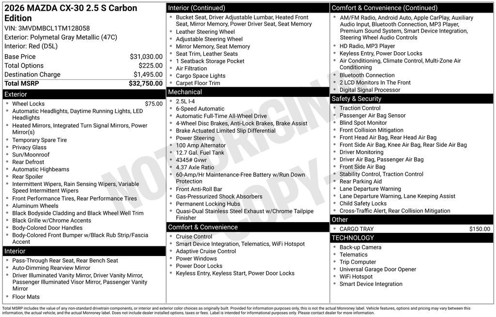 2026 Mazda Mazda CX-30 2.5 S Carbon Edition AWD