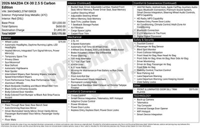 2026 Mazda Mazda CX-30 2.5 S Carbon Edition AWD