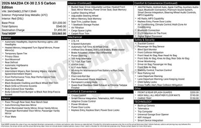 2026 Mazda Mazda CX-30 2.5 S Carbon Edition AWD