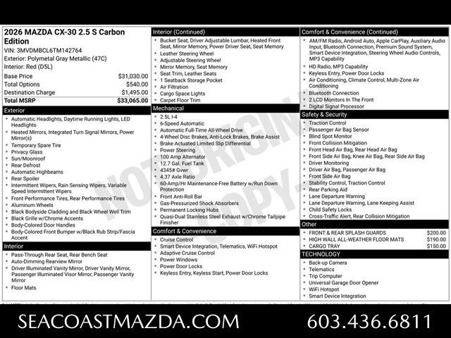 2026 Mazda Mazda CX-30 2.5 S Carbon Edition AWD