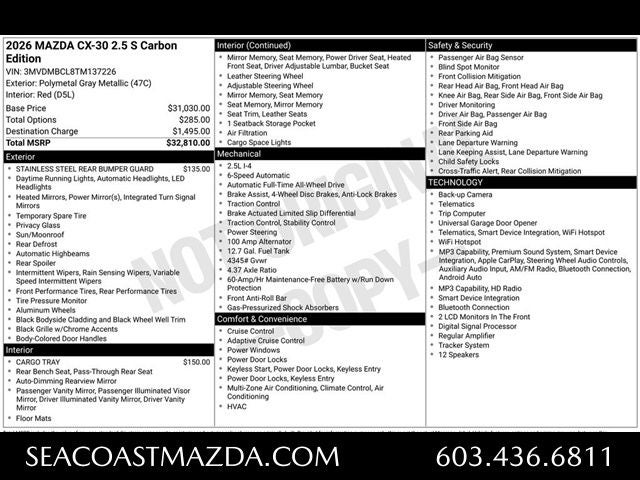 2026 Mazda Mazda CX-30 2.5 S Carbon Edition AWD