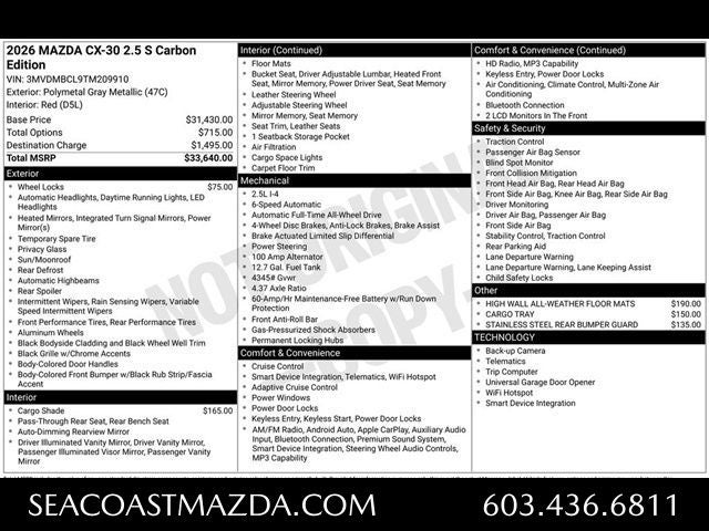 2026 Mazda Mazda CX-30 2.5 S Carbon Edition AWD