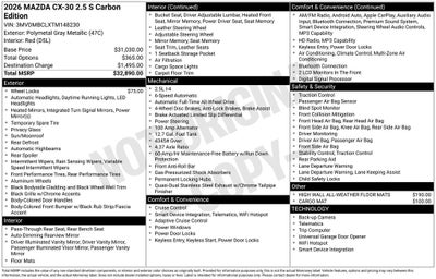 2026 Mazda Mazda CX-30 2.5 S Carbon Edition AWD