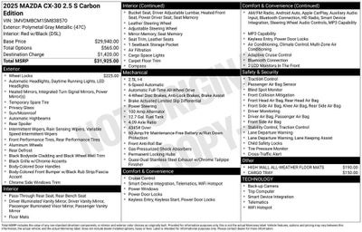 2025 Mazda Mazda CX-30 2.5 S Carbon Edition AWD