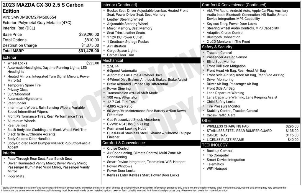 2023 Mazda Mazda CX-30 2.5 S Carbon Edition