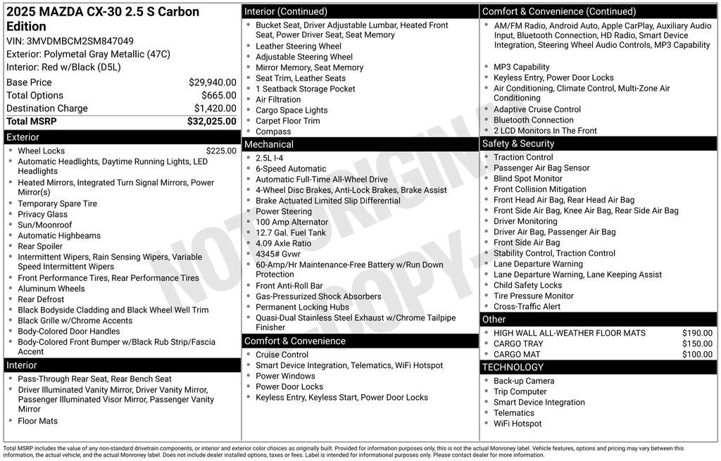 2025 Mazda Mazda CX-30 2.5 S Carbon Edition AWD