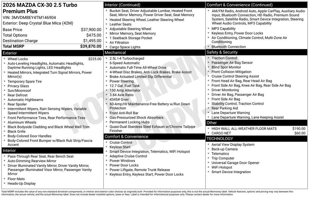 2026 Mazda Mazda CX-30 2.5 Turbo Premium Plus AWD