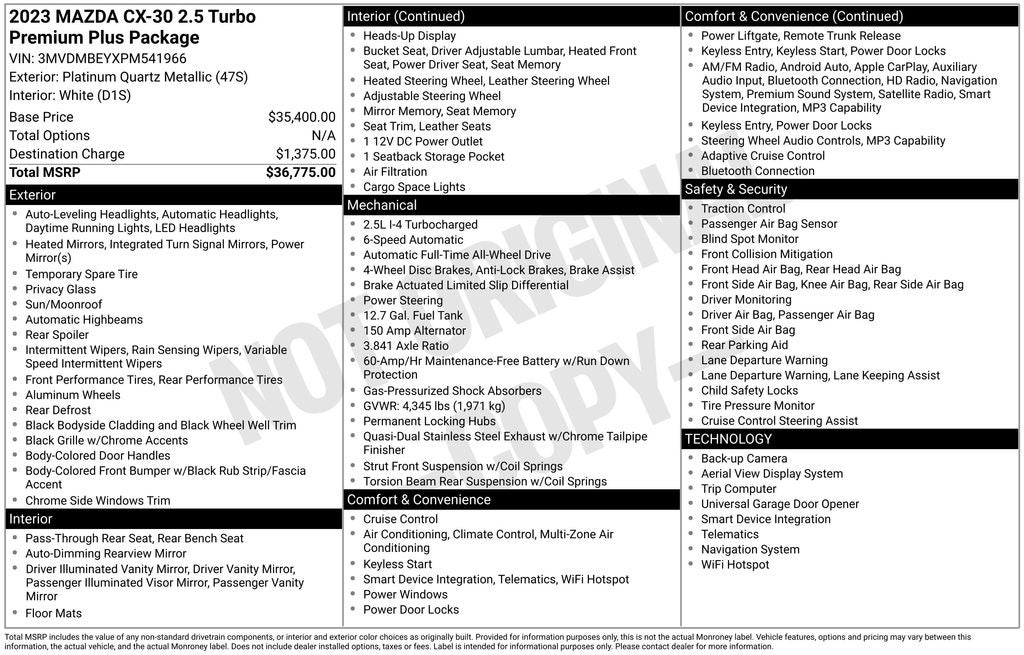 2023 Mazda Mazda CX-30 2.5 Turbo Premium Plus Package w/Premium Plus Package