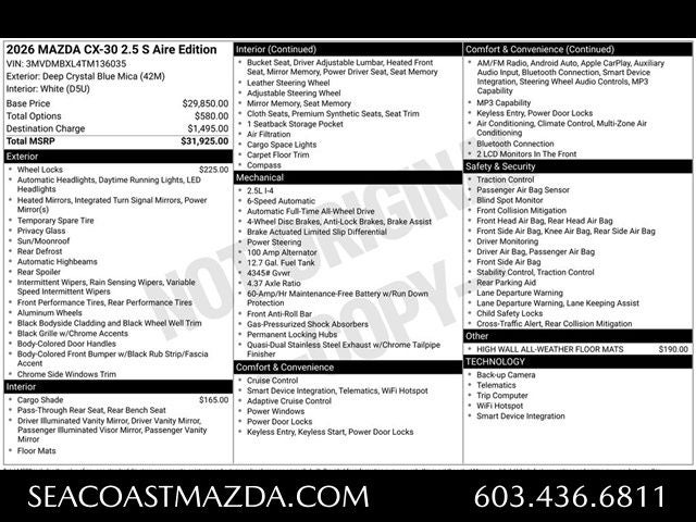 2026 Mazda Mazda CX-30 2.5 S Aire Edition