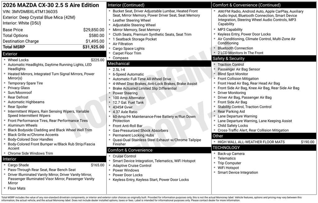 2026 Mazda Mazda CX-30 2.5 S Aire Edition