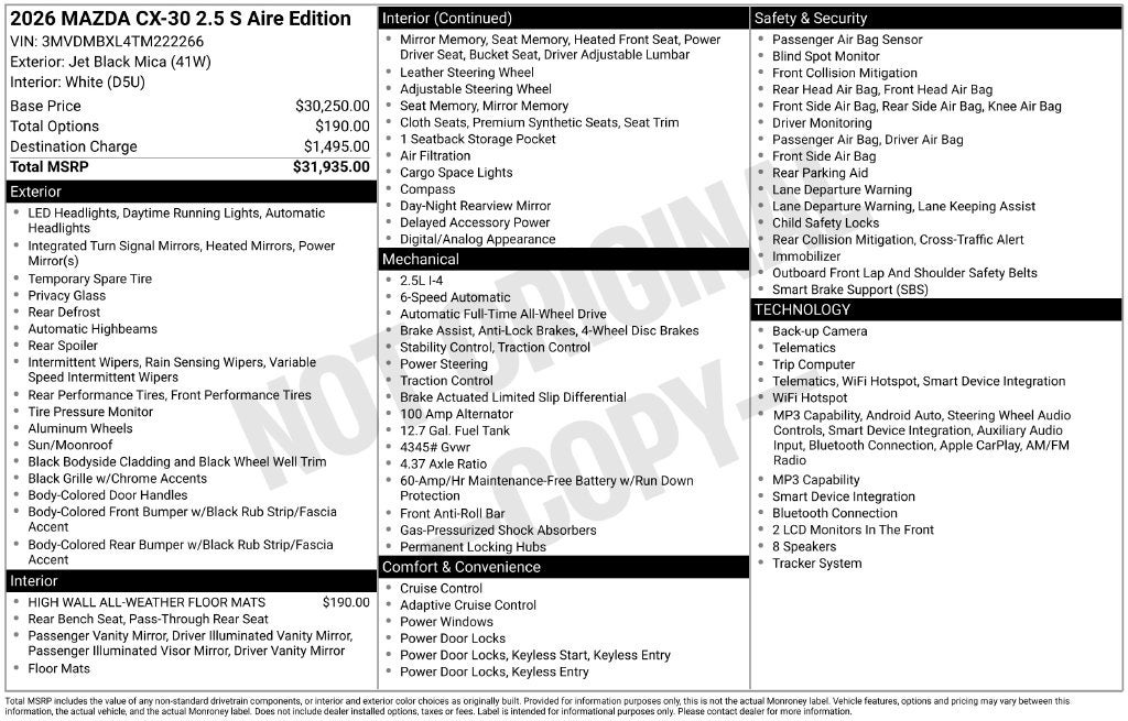 2026 Mazda Mazda CX-30 2.5 S Aire Edition