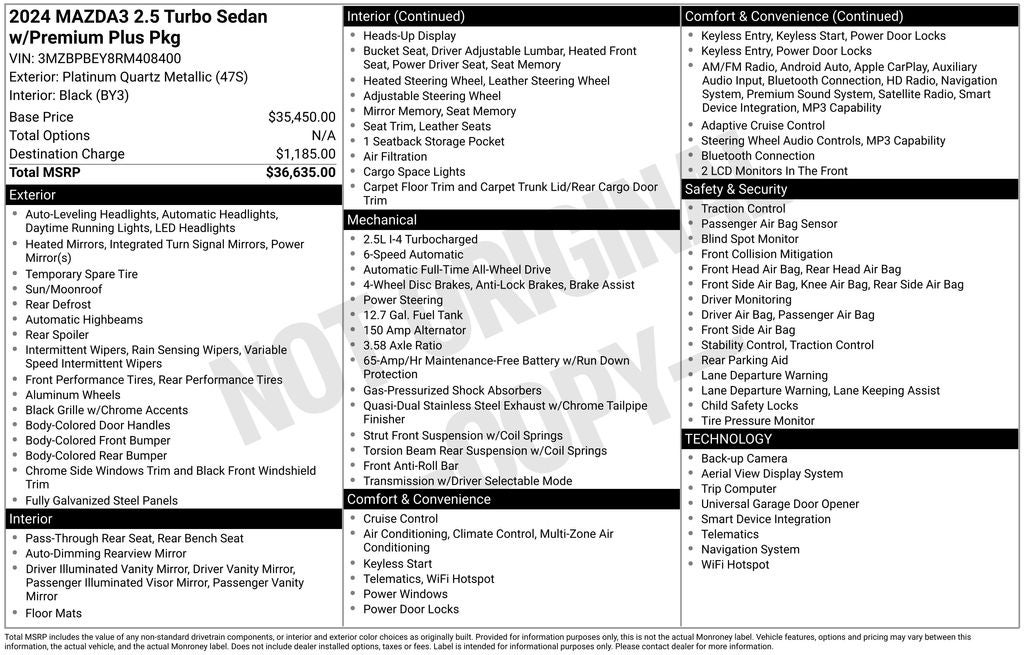 2024 Mazda Mazda3 2.5 Turbo Premium Plus Package