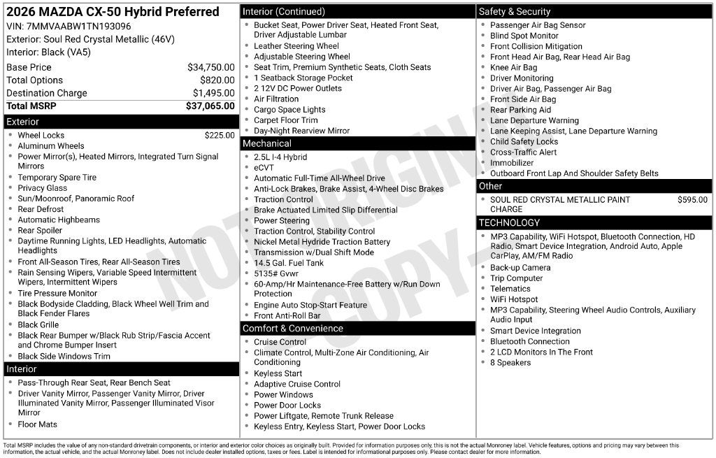 2026 Mazda Mazda CX-50 Hybrid Preferred AWD