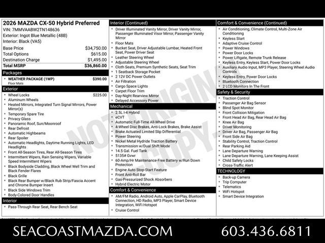 2026 Mazda Mazda CX-50 Hybrid Preferred AWD