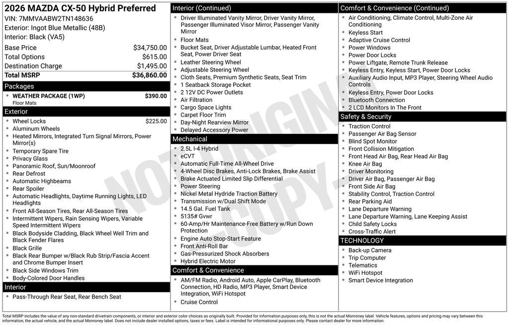 2026 Mazda Mazda CX-50 Hybrid Preferred AWD