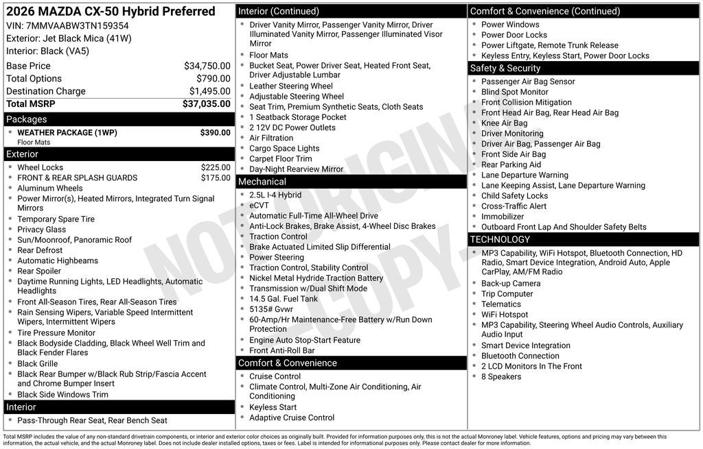 2026 Mazda Mazda CX-50 Hybrid Preferred AWD