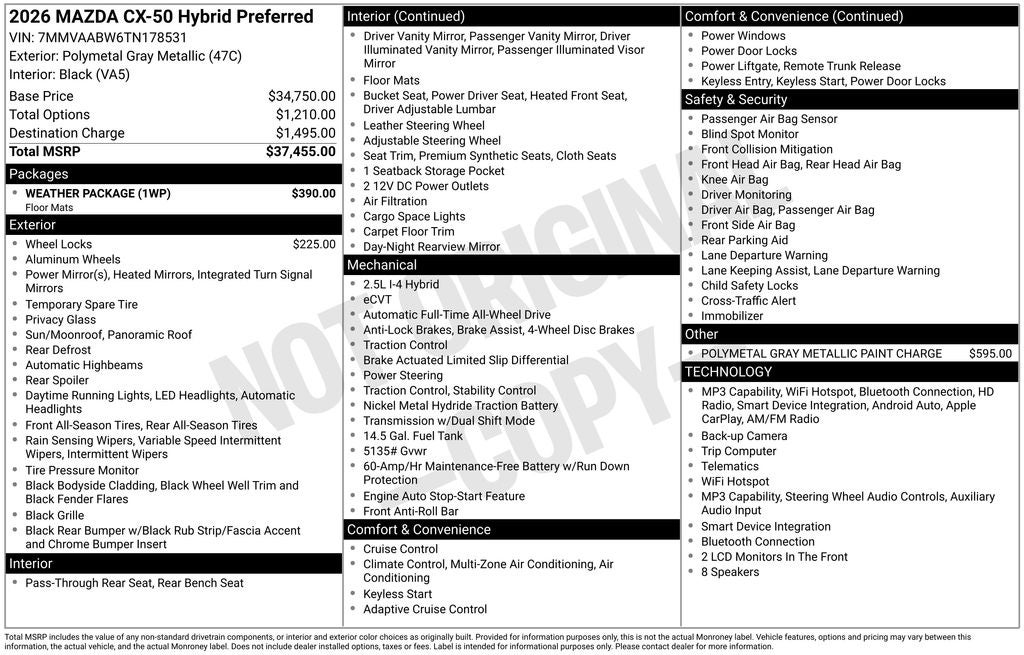2026 Mazda Mazda CX-50 Hybrid Preferred AWD