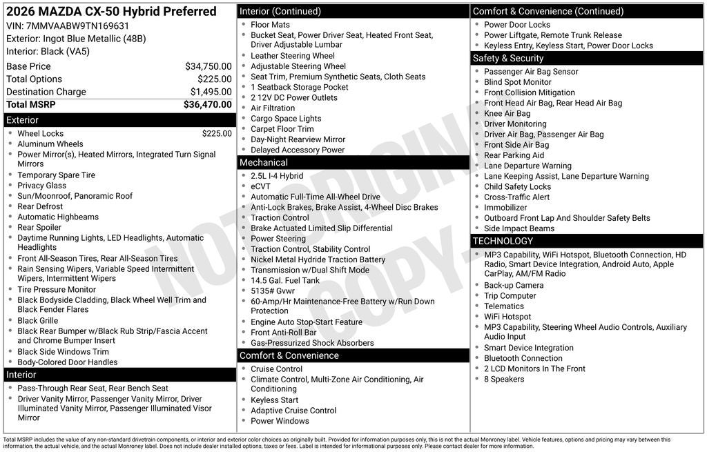 2026 Mazda Mazda CX-50 Hybrid Preferred AWD
