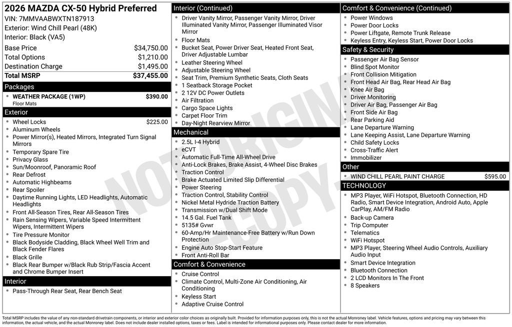 2026 Mazda Mazda CX-50 Hybrid Preferred AWD