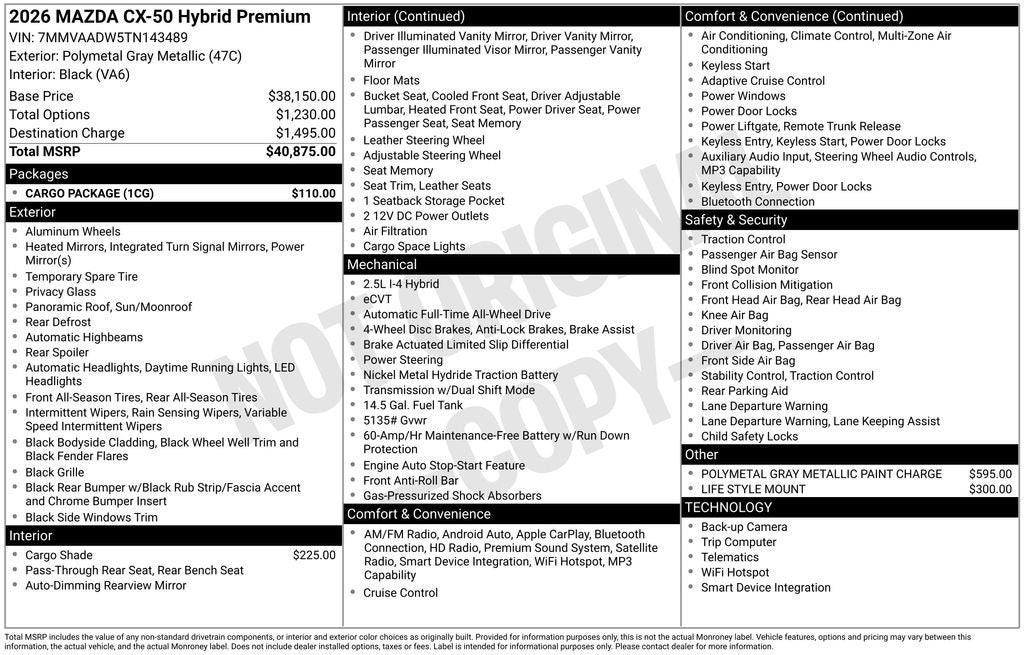 2026 Mazda Mazda CX-50 Hybrid Premium AWD