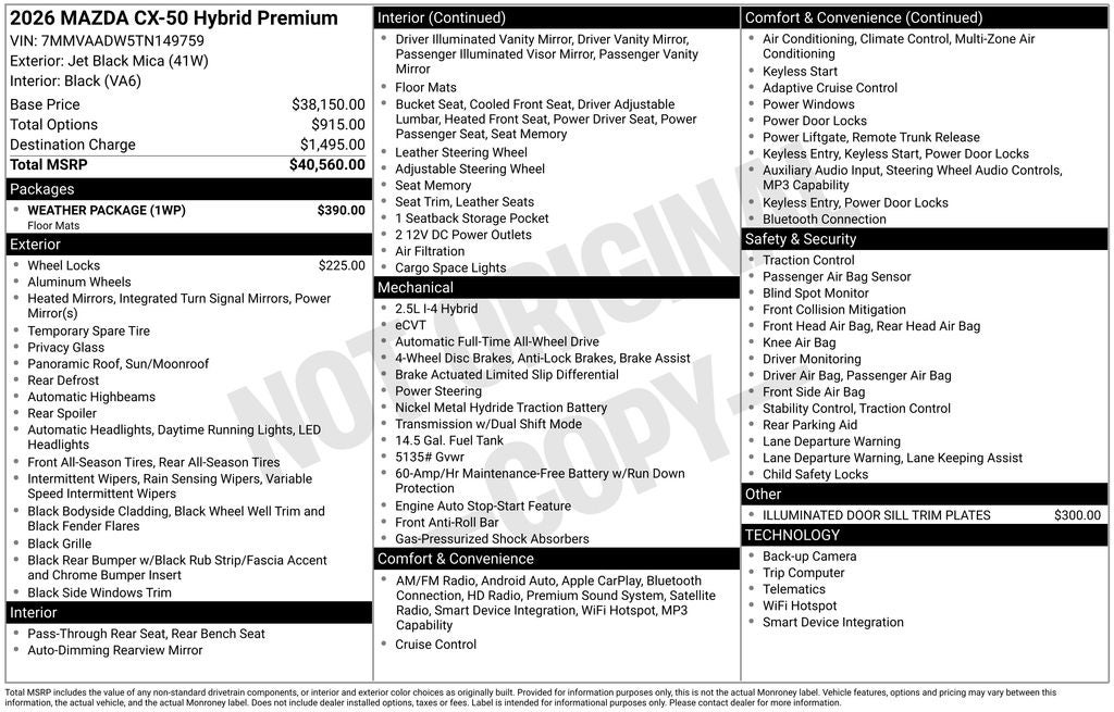 2026 Mazda Mazda CX-50 Hybrid Premium AWD