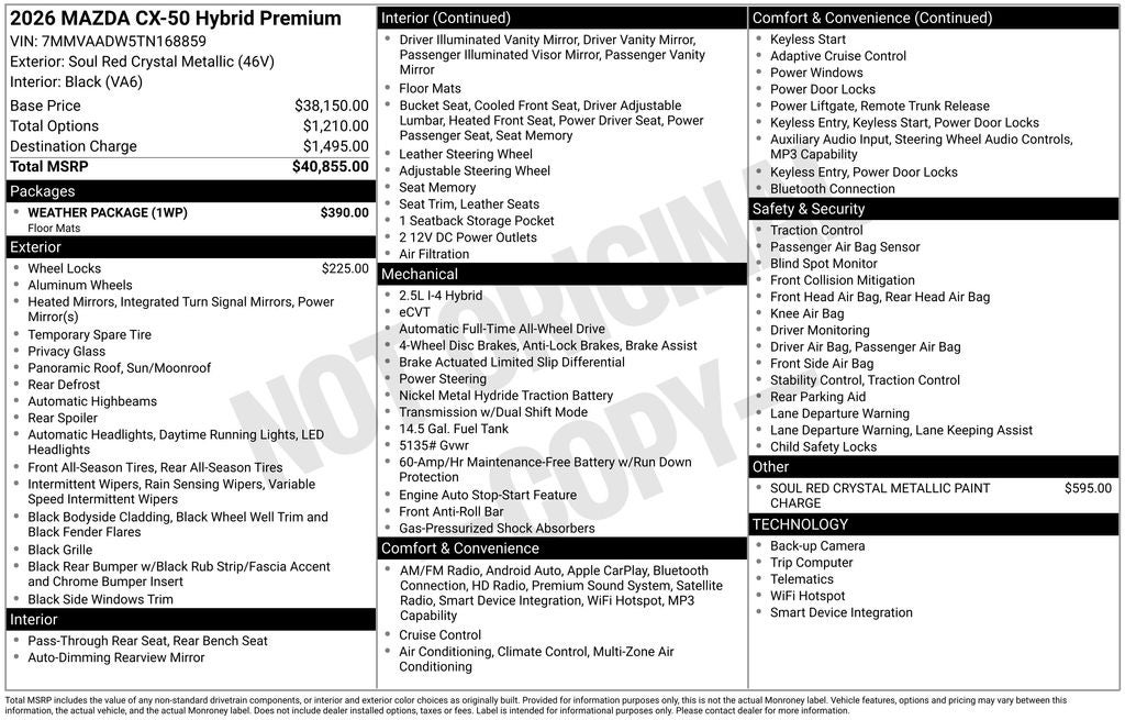 2026 Mazda Mazda CX-50 Hybrid Premium AWD