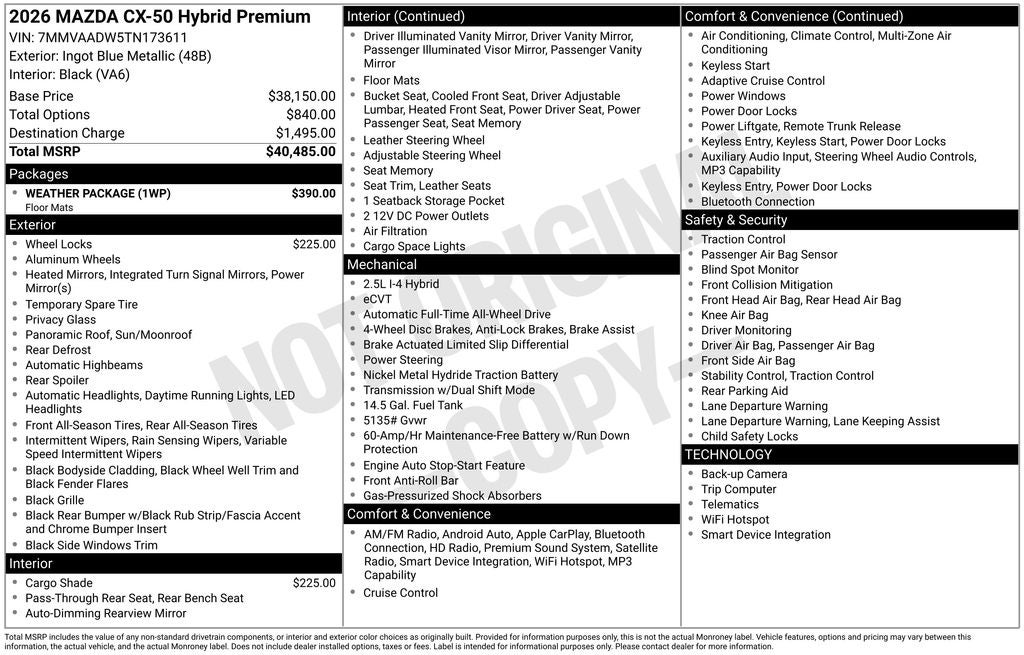2026 Mazda Mazda CX-50 Hybrid Premium AWD