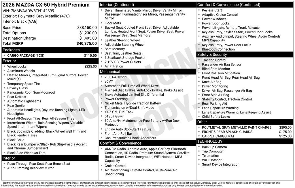 2026 Mazda Mazda CX-50 Hybrid Premium AWD