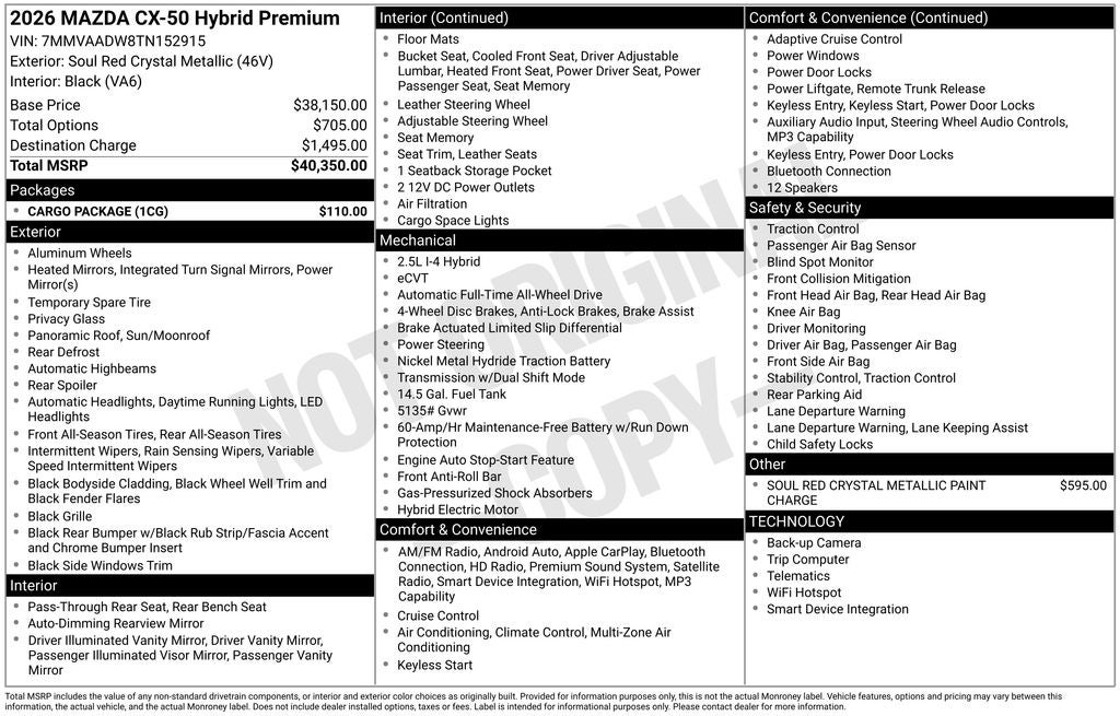 2026 Mazda Mazda CX-50 Hybrid Premium AWD