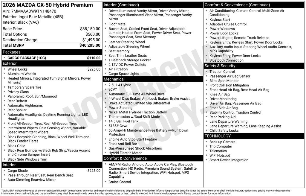 2026 Mazda Mazda CX-50 Hybrid Premium AWD