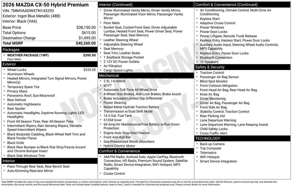 2026 Mazda Mazda CX-50 Hybrid Premium AWD