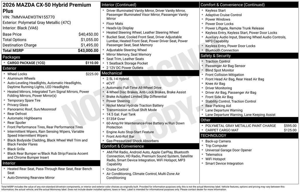 2026 Mazda Mazda CX-50 Hybrid Premium Plus AWD