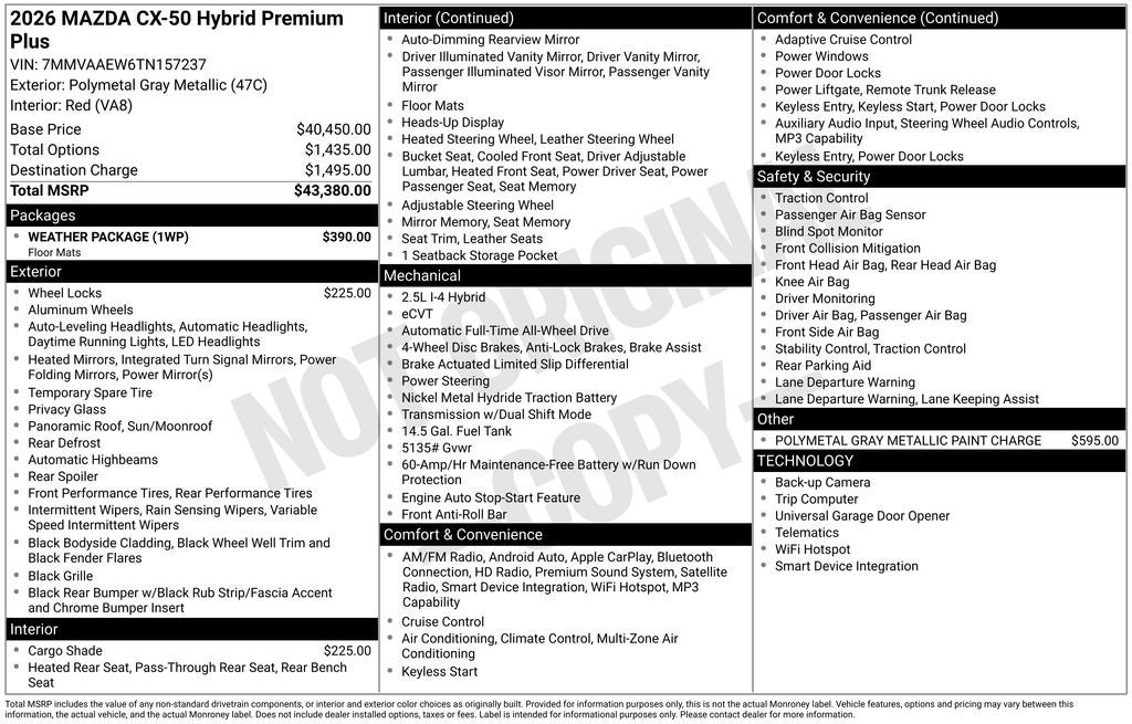 2026 Mazda Mazda CX-50 Hybrid Premium Plus AWD