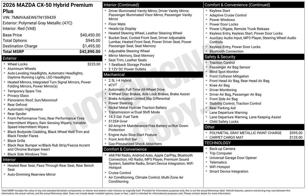 2026 Mazda Mazda CX-50 Hybrid Premium Plus AWD