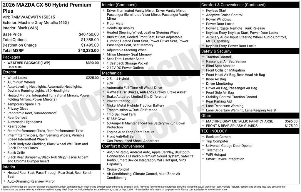 2026 Mazda Mazda CX-50 Hybrid Premium Plus