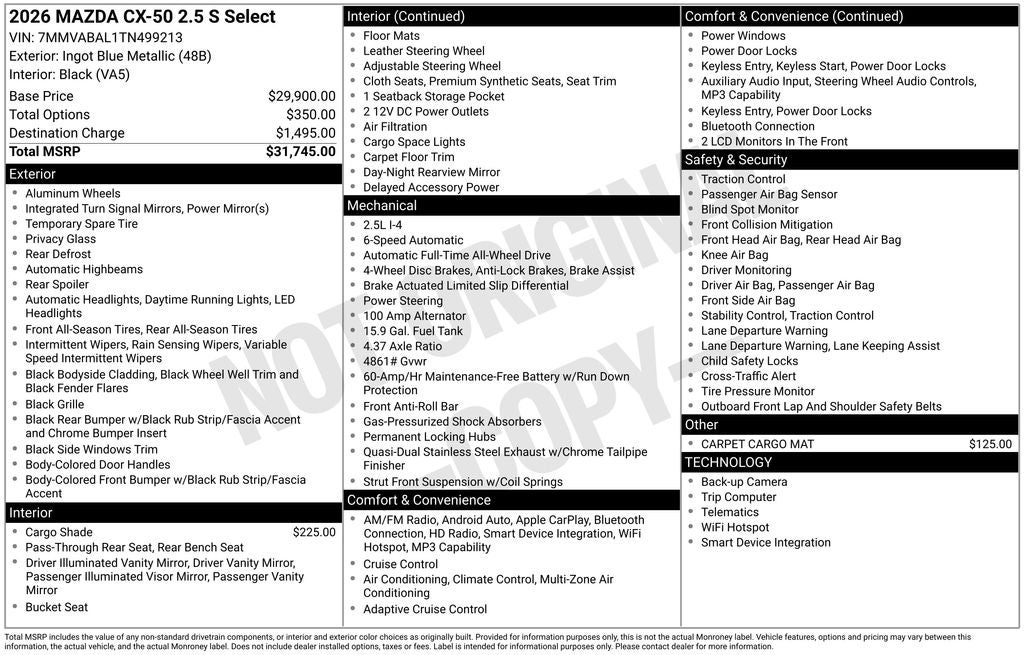 2026 Mazda Mazda CX-50 2.5 S Select AWD