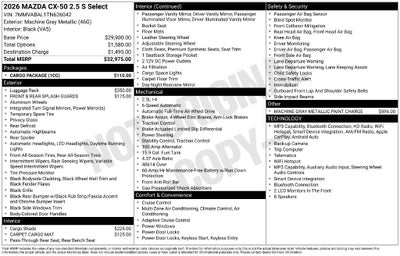 2026 Mazda Mazda CX-50 2.5 S Select AWD