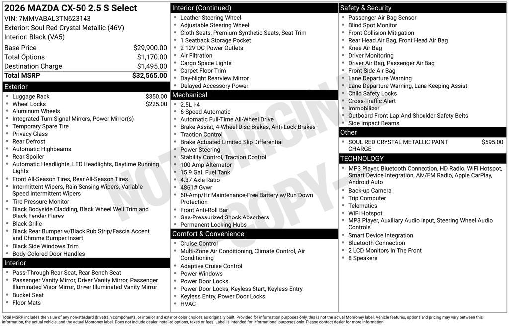 2026 Mazda Mazda CX-50 2.5 S Select AWD