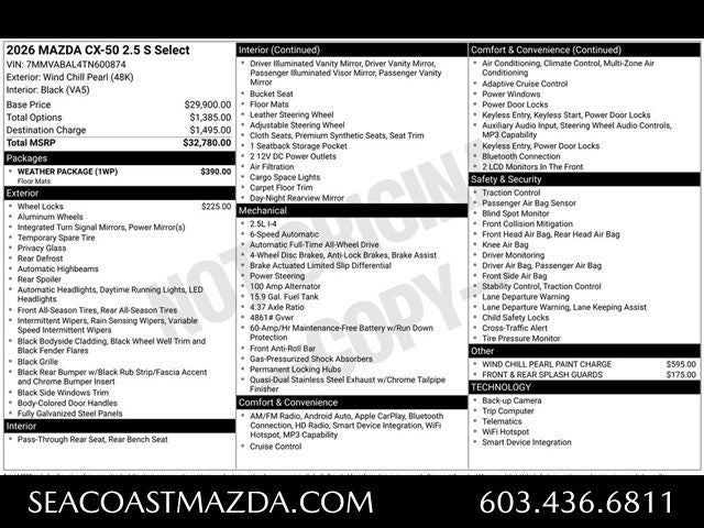 2026 Mazda Mazda CX-50 2.5 S Select AWD