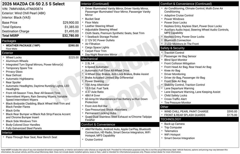 2026 Mazda Mazda CX-50 2.5 S Select AWD